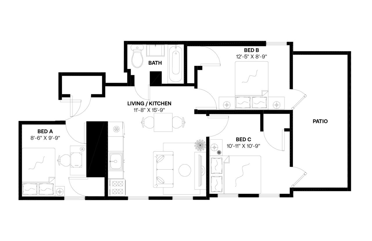 #560: East Village - Full Bedroom B - 1
