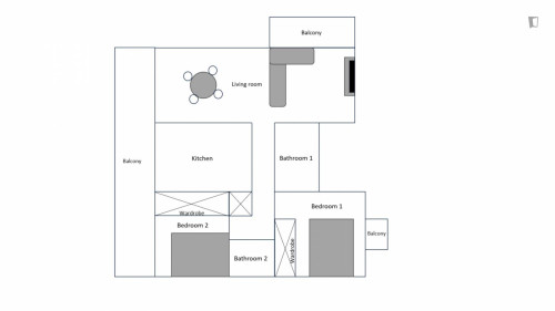 Welcoming 2-bedroom/2-bathroom apartment in Athens center