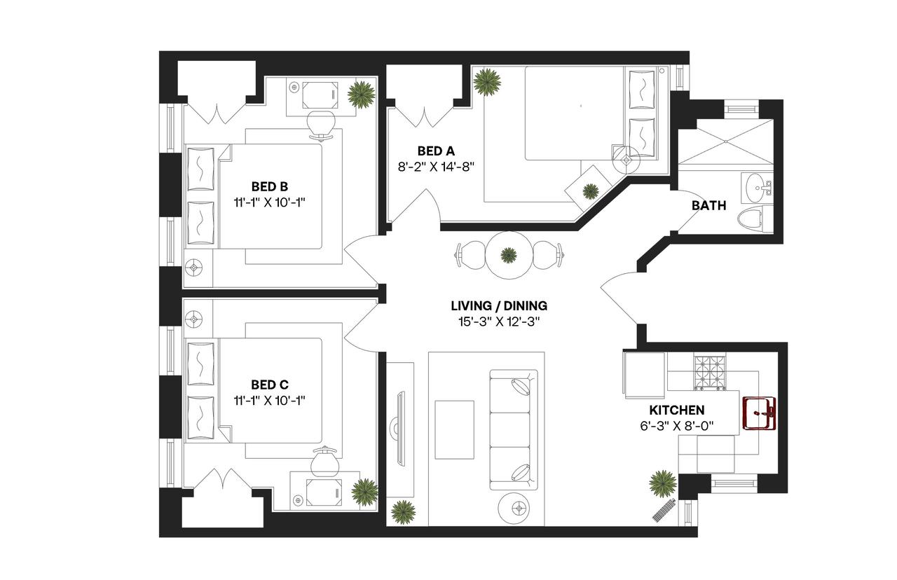 #286: Upper West Side - Queen Bedroom B - #286: Upper West Side - Gallery - 5