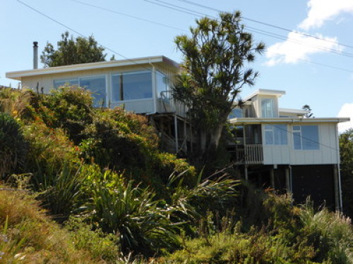 Friendly family on beachfront