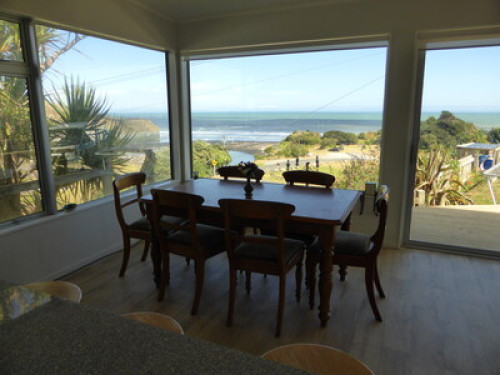 Friendly family on beachfront
