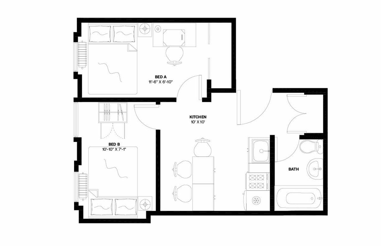  #850: Hell's Kitchen - Full Bedroom A  -  #850: Hell's Kitchen  - Gallery -  3