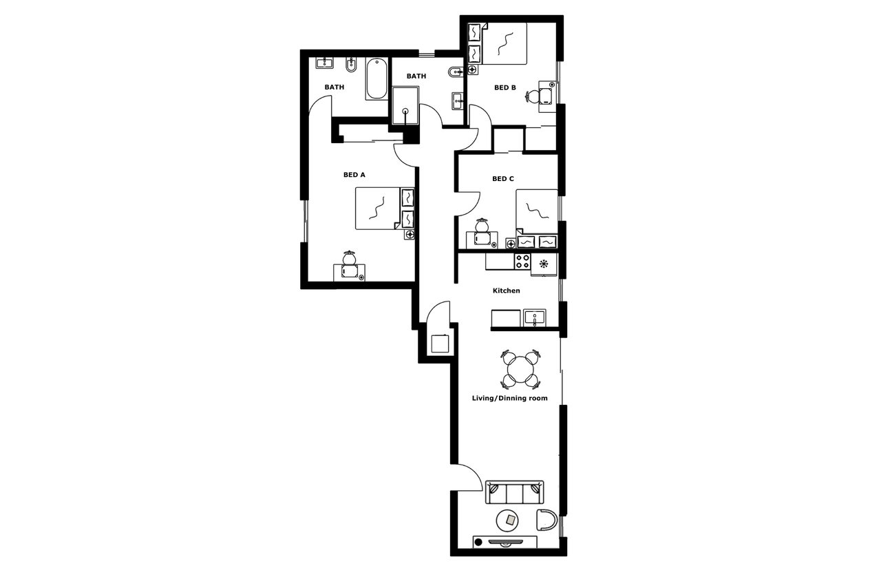 #1858: Hollywood - Queen Bedroom A W/Private Bathroom - 2