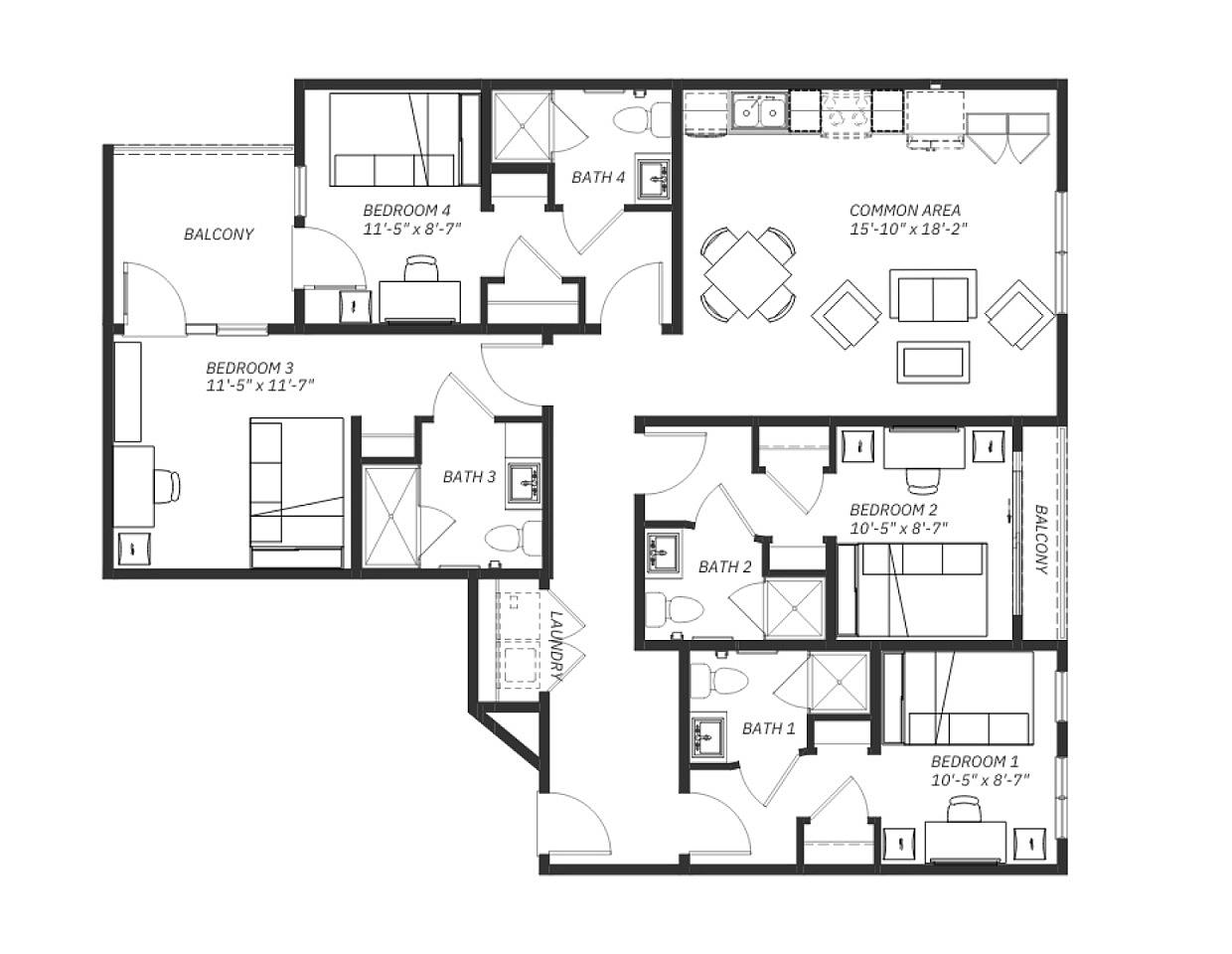  Private Room 4x4 B  -  Modern Coliving with Resort Amenities in Vibrant Bishop Arts District  - Gallery -  1