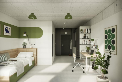 Bed in shared comfy studio, in Prądnik Czerwony - Gallery - 6