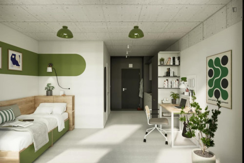 Bed in a cool shared studio, in central Warszawskie - Gallery - 8