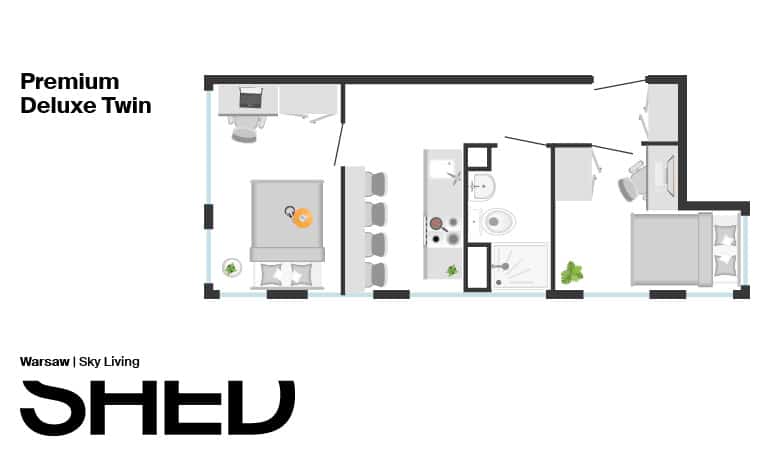 Premium Deluxe Twin – MALE ONLY - Warsaw Sky Living - Gallery - 10