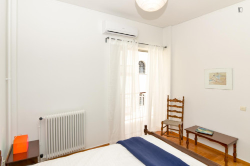 Double bedroom with a view to the Philopappos Hill