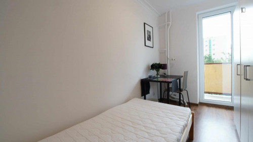 Nice single bedroom with balcony in shared flat near Park Źródliska I