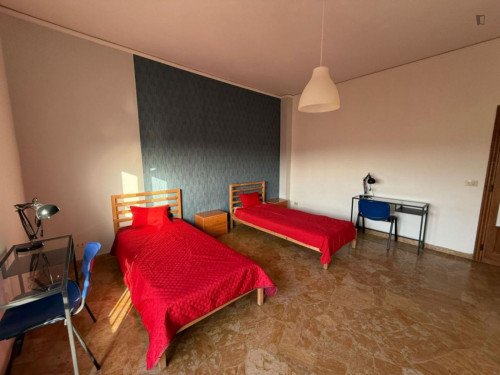 Bright twin bedroom in shared flat in Campo di Marte
