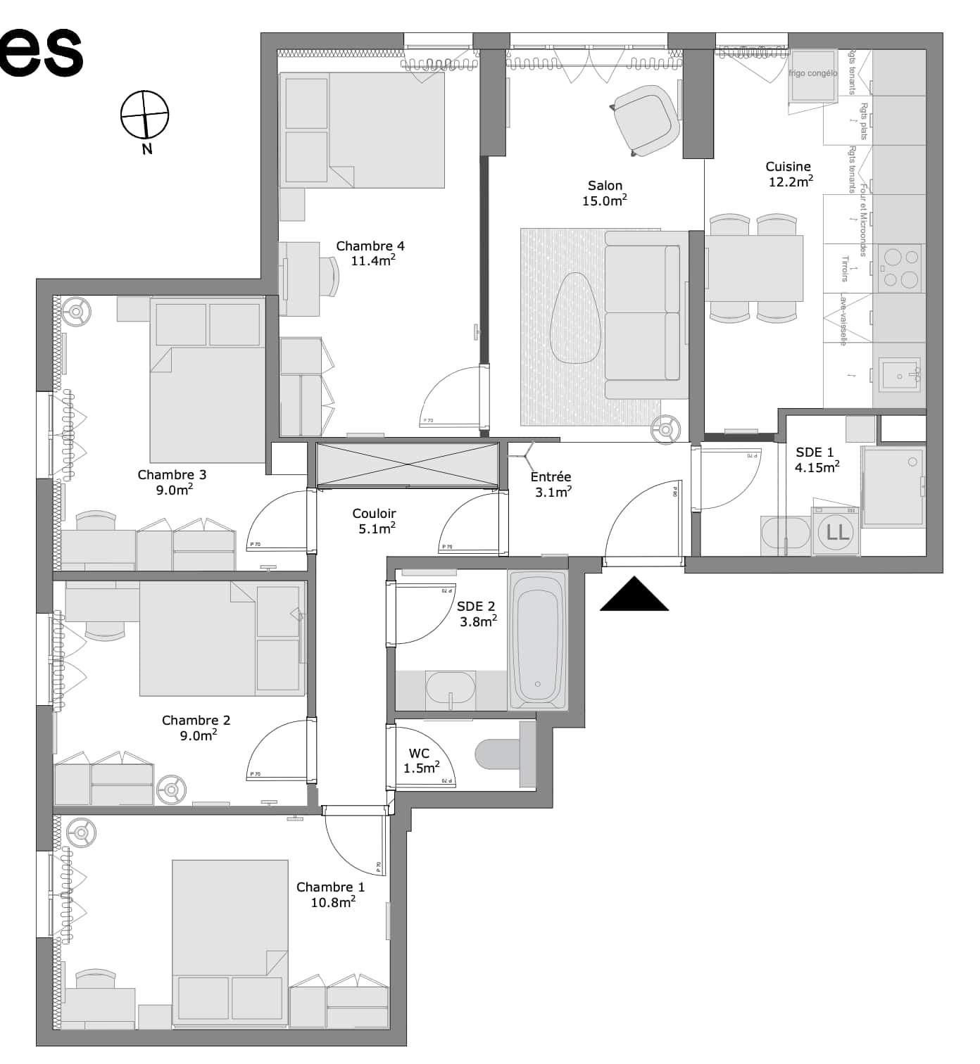  4 Bedroom - 1 Bathroom  -  Gennevilliers Chandon - Private Room (2)  - Gallery -  2