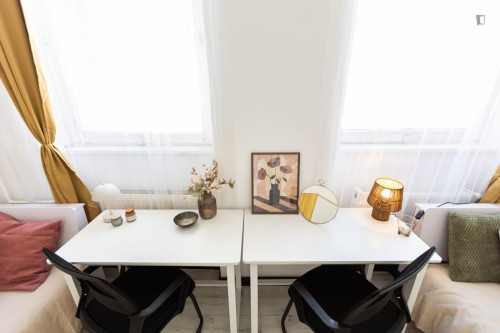 Bed in a pleasant twin bedroom, in District VII.
