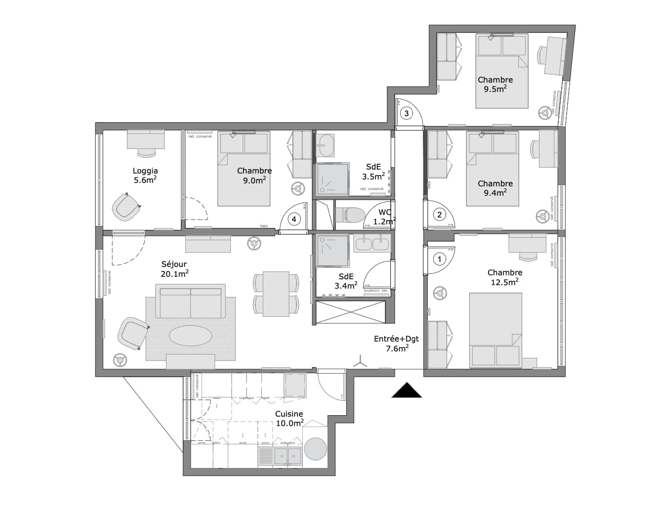 4 Bedrooms - 1 Bathroom - Champs Clairière - Private Room (4) - Gallery - 2