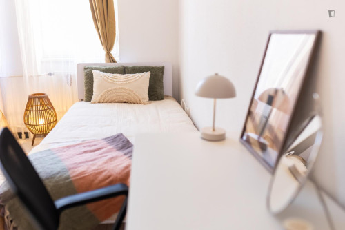 Bed in twin bedroom near Budapest-Keleti station