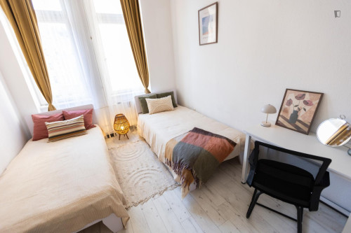 Bed in twin bedroom near Budapest-Keleti station