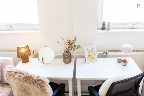 Bed in neat twin bedroom near Budapest-Keleti station