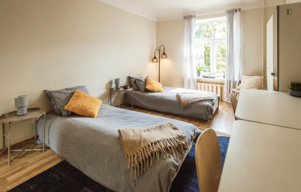 Bed in cosy twin bedroom near the centre of Budapest