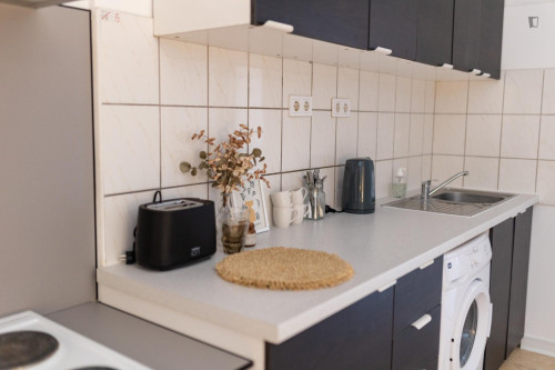 Bed in neat twin bedroom near Keleti pályaudvar metro station