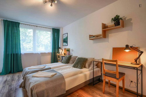 Neat twin bedroom with view to the Vistula river