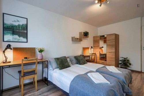 Neat twin bedroom with view to the Vistula river