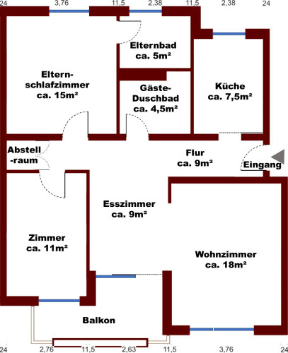 High-quality funished all-inclusive family apartment in Braunschweig