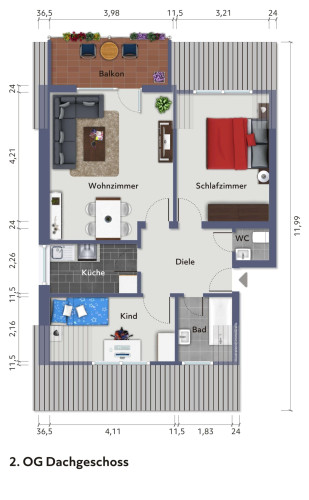 Bright 3 Room Appartment incl. Balcony