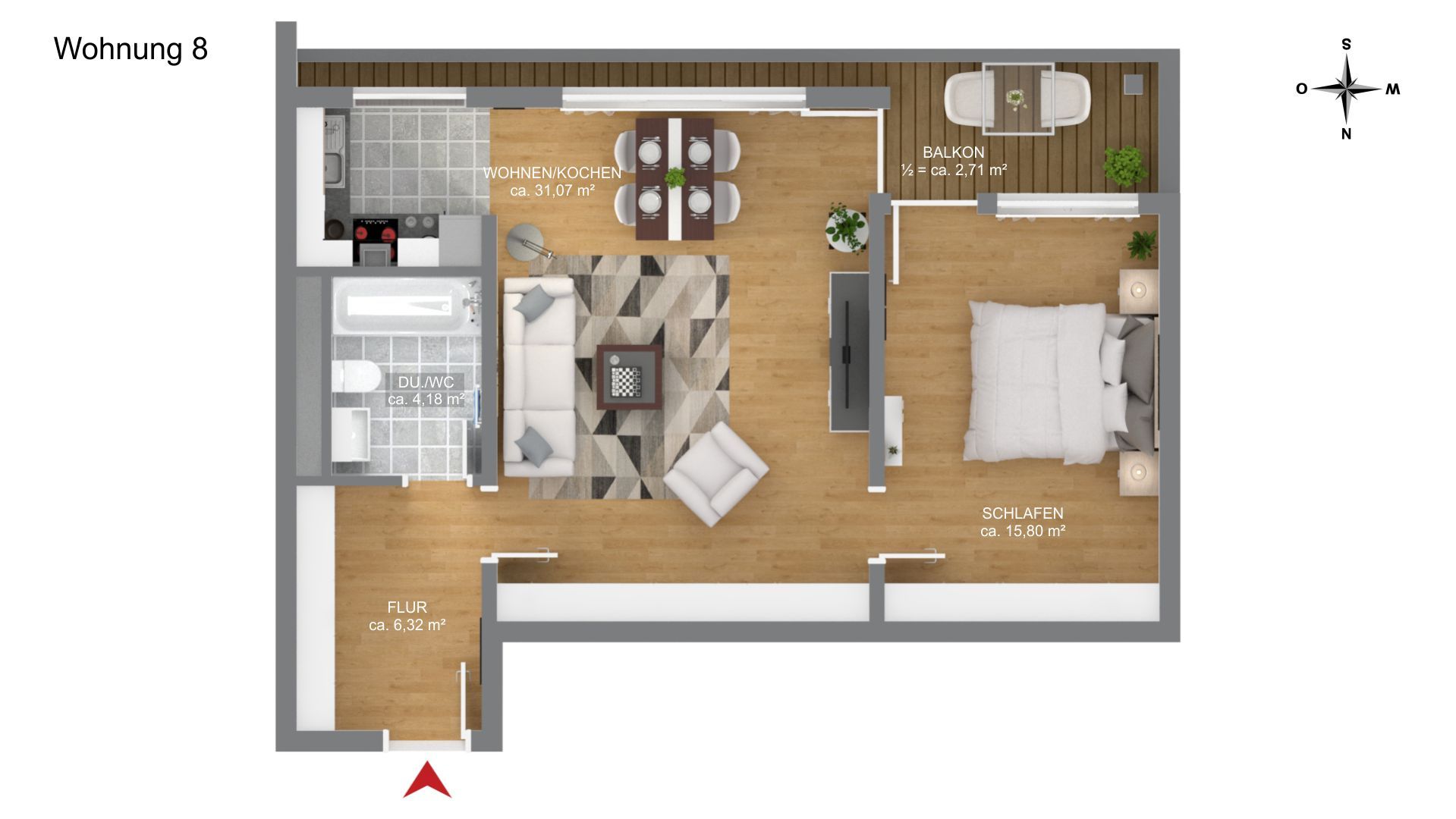  Fully Stocked 2 Room Apartment With Balcony  -  Fully stocked 2 room apartment with balcony  - Gallery -  2