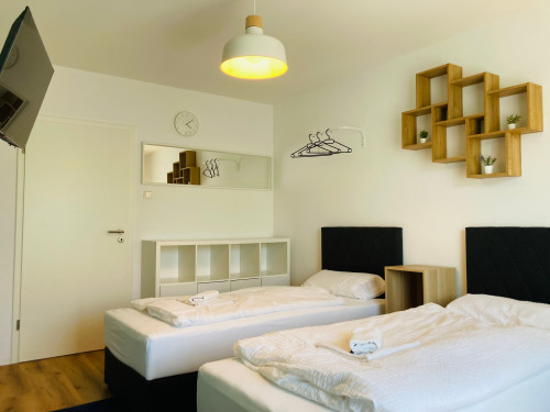 Cozy apartment with 4 single beds, kitchen-living room and large balcony in Bielefeld center