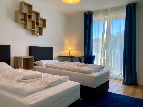 Cozy apartment with 4 single beds, kitchen-living room and large balcony in Bielefeld center
