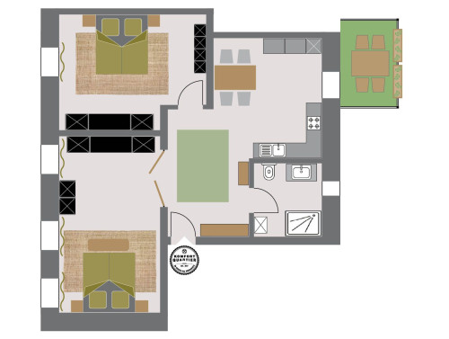 Oberhausen, apartment with balcony, 1-4 persons, all-inclusive