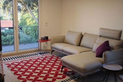 3 rooms with designer furniture and art, with chimney, great balcony, popular location