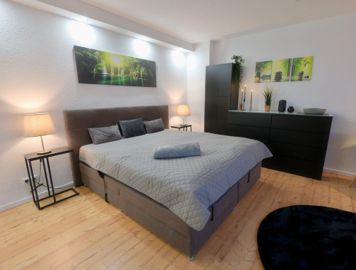 Fully equipped studio apartment *Close to the train station* Air conditioning * Electric king-size bed * 50` Smart TV *