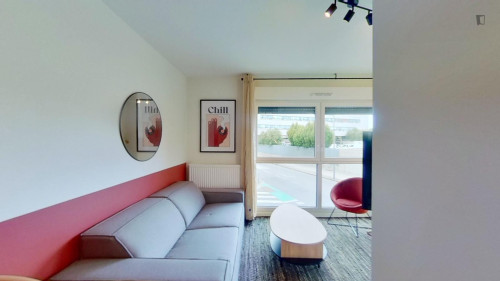 Bright double bedroom in canton of Lille-Sud