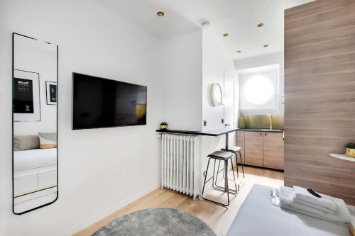 Modern studio in a beautiful Haussmannian building with view on the Eiffel Tower