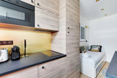 Modern studio in a beautiful Haussmannian building with view on the Eiffel Tower