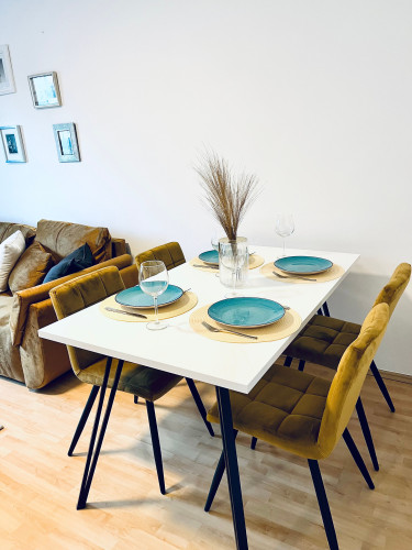 Modern 3 room apartment with balcony, WiFi, kitchen & smart TV