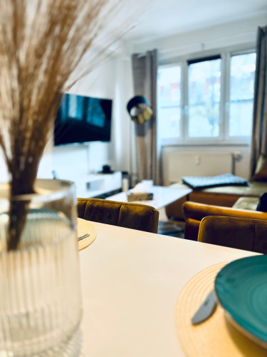 Modern 3 room apartment with balcony, WiFi, kitchen & smart TV