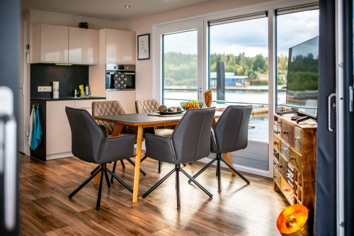 Floating house on the water