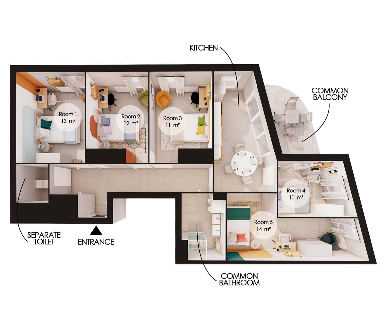  Charming 12 M² Bedroom To Rent Fully Equipped Near Lyon  -  Charming 12 m² bedroom to rent fully equipped near Lyon  - Gallery -  3