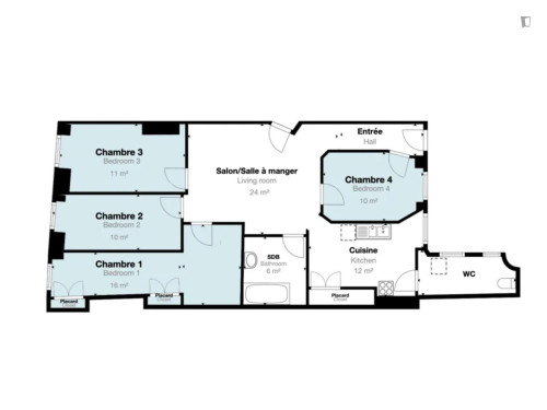 Appealing double bedroom near the Lyon-Saint-Paul train station