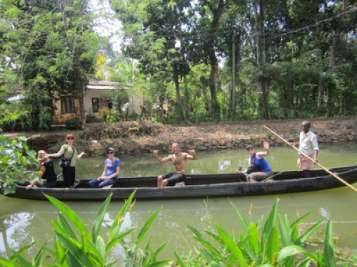 Friendly family in Kerala Backwater