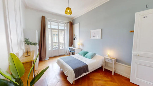 Inviting double bedroom in the La Guillotière neighbourhood