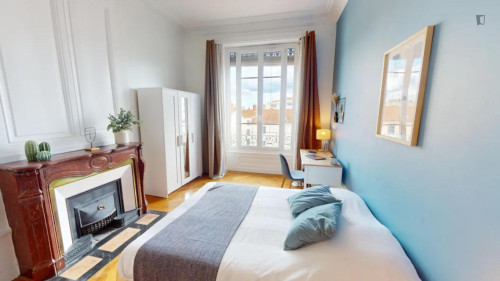 Cool double ensuite bedroom in the La Guillotière neighbourhood