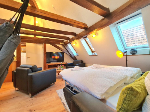 AVAHOME: Loft style apartment for 4 in Kandel / near Karlsruhe, WiFi, Netflix, kitchen, washer-dryer, parking space