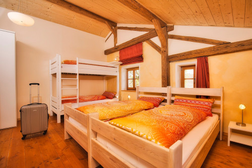 Ecologically renovated farmhouse in quiet forest edge location with forest playground