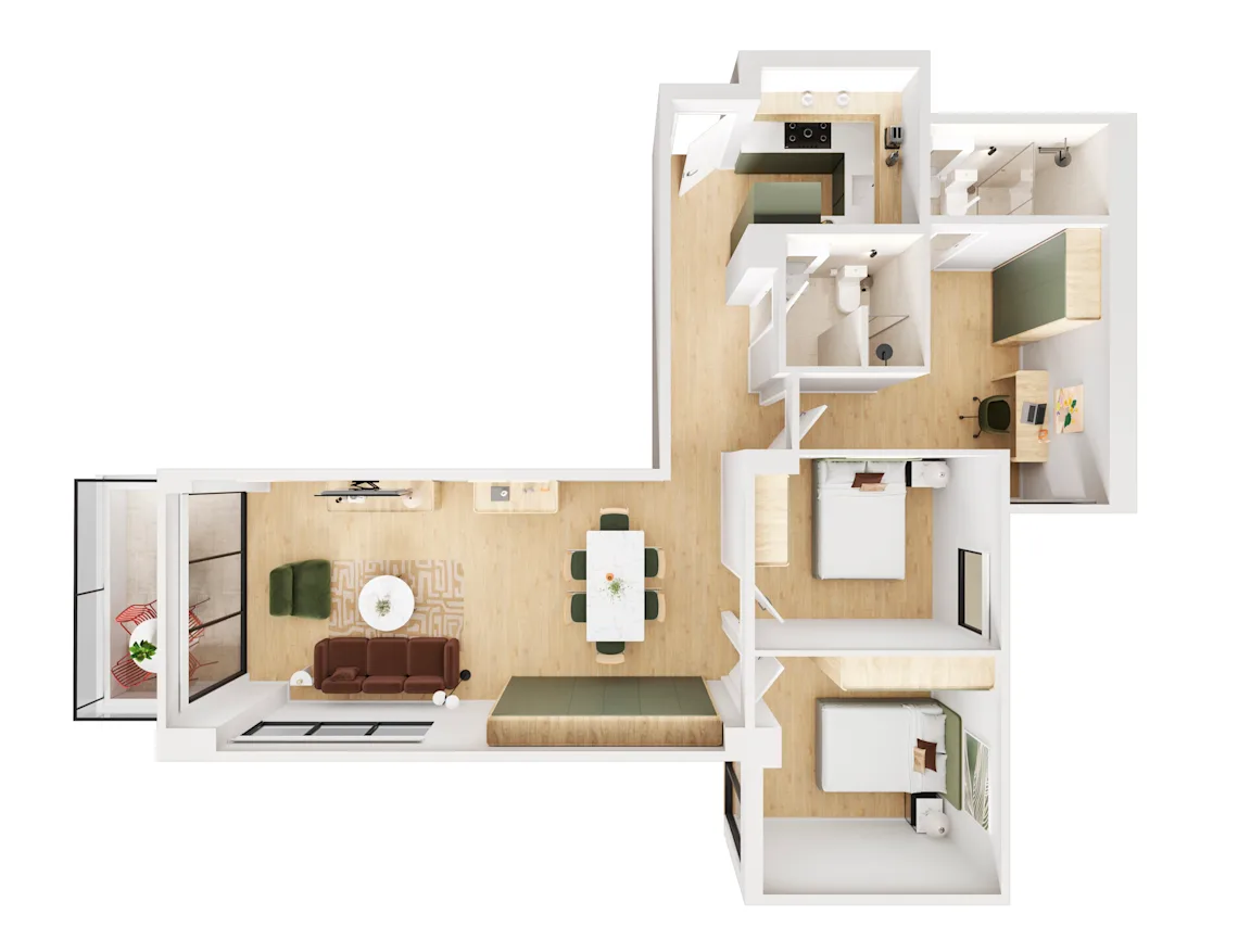  Furnished 3 Bedrooms 2 Bathrooms  -  UKO Parramatta Central  - Gallery -  2