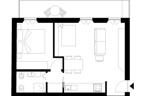 Bilocale moderno con terrazza in zona Loreto