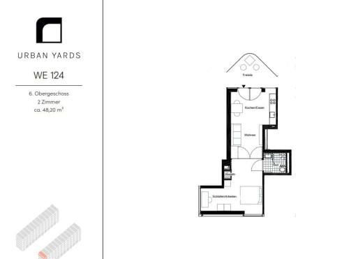 Shared apartment – Modern 2-room unit with balcony & fitted kitchen, 5 minutes to the U5