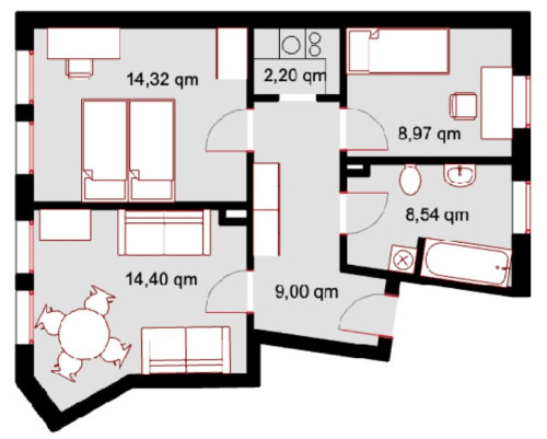 Central 3-room apartment in Leipzig – Ideal for companies including washing machine and Wi-Fi.