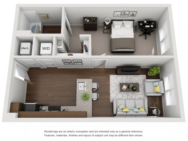 A1 | 1 Bedroom - Lookout on Cragmor | Student Housing - Gallery - 1